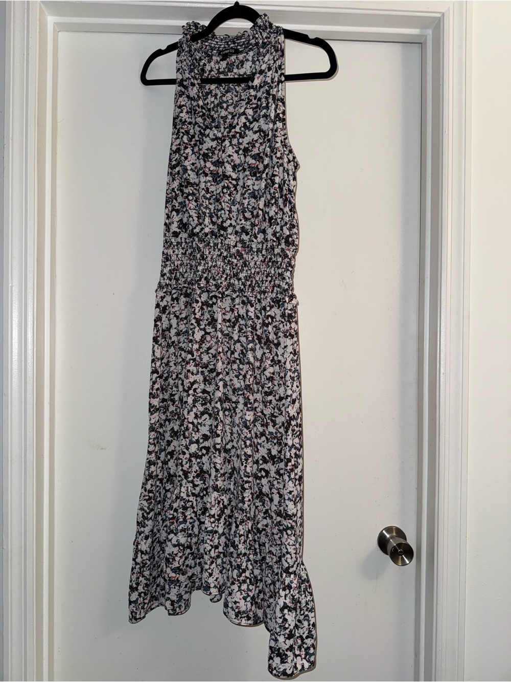 Express Floral Pleated dress- Blue, Black & Pink